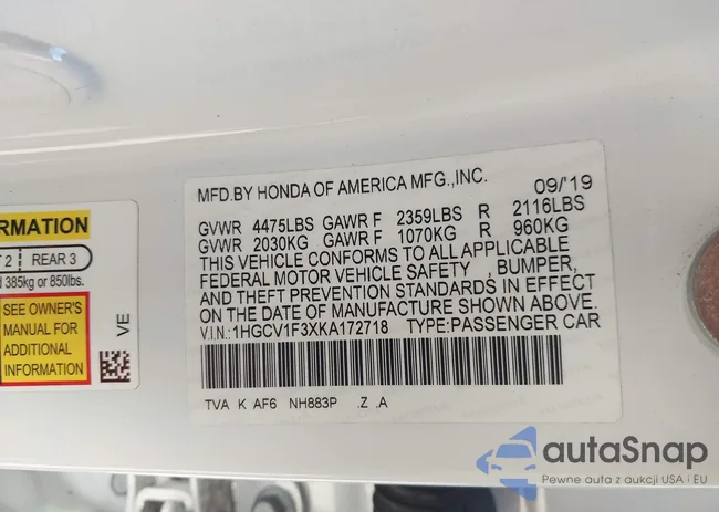 1HGCV1F3XKA172718: 43630353