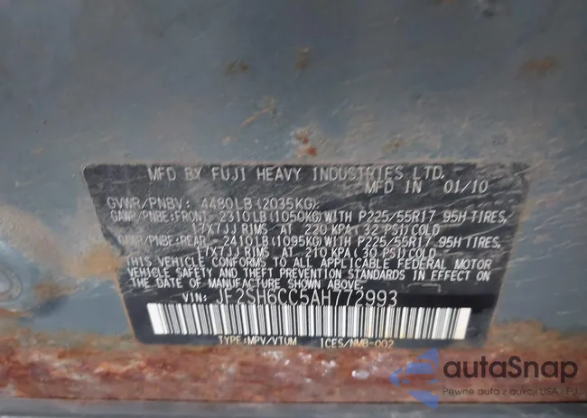 JF2SH6CC5AH772993: 43630503