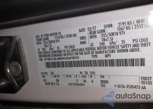 1FMCU9J96HUD41633: 43630530