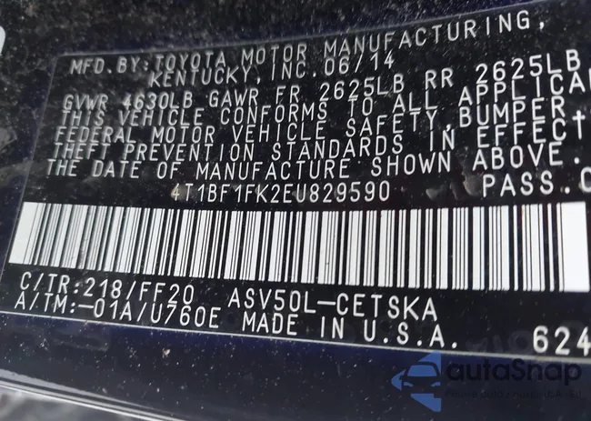 4T1BF1FK2EU829590: 43630762