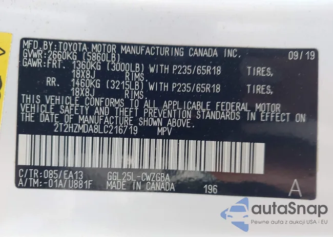 2T2HZMDA8LC216719: 43629949