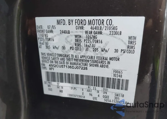 4M2CU57136DJ07228: 43630061