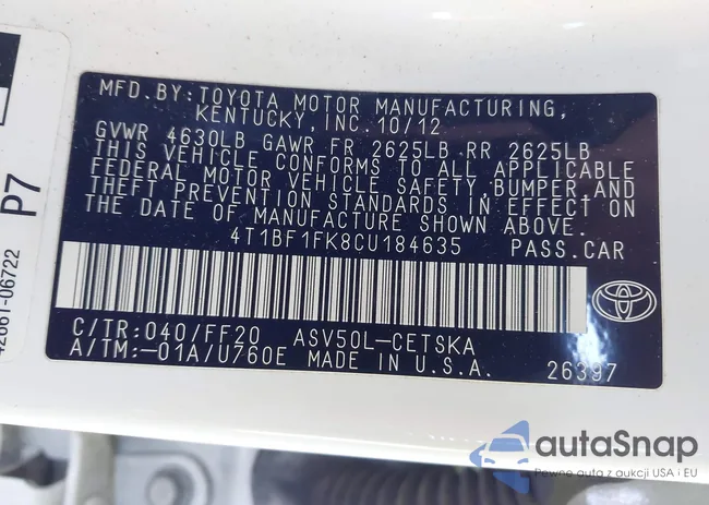 4T1BF1FK8CU184635: 43631752