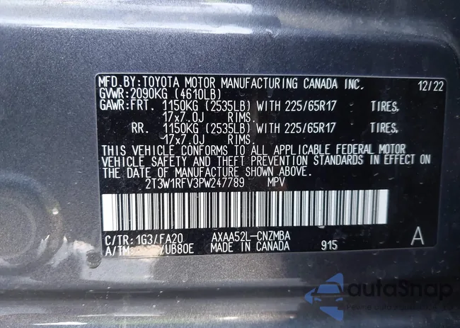 2T3W1RFV3PW247789: 43631766