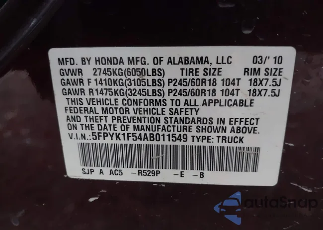 5FPYK1F54AB011549: 43631775