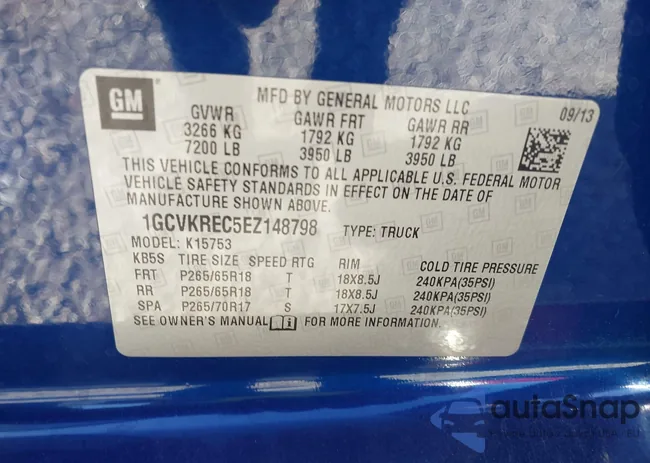 1GCVKREC5EZ148798: 43631101