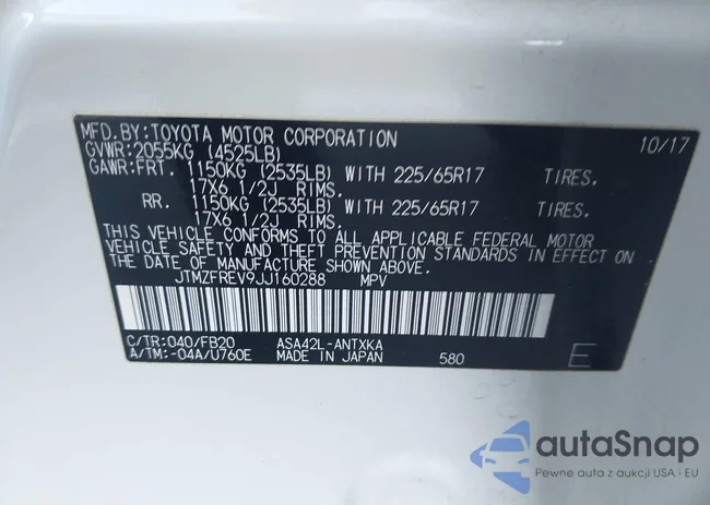 JTMZFREV9JJ160288: 43631125