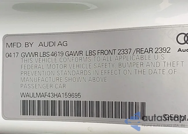 WAULMAF43HA159695: 43632301