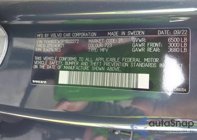 YV4H60CW2P1922272: 43632315