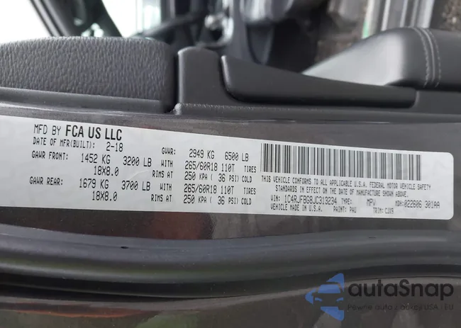 1C4RJFBG8JC313234: 43632483