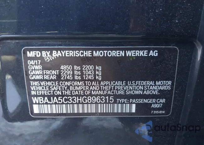 WBAJA5C33HG896315: 43632740