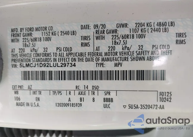 5LMCJ1D92LUL29734: 43632795