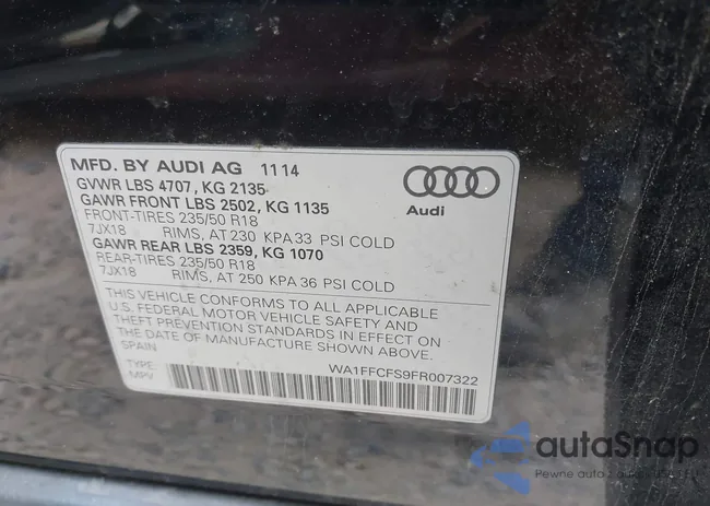 WA1FFCFS9FR007322: 43631920