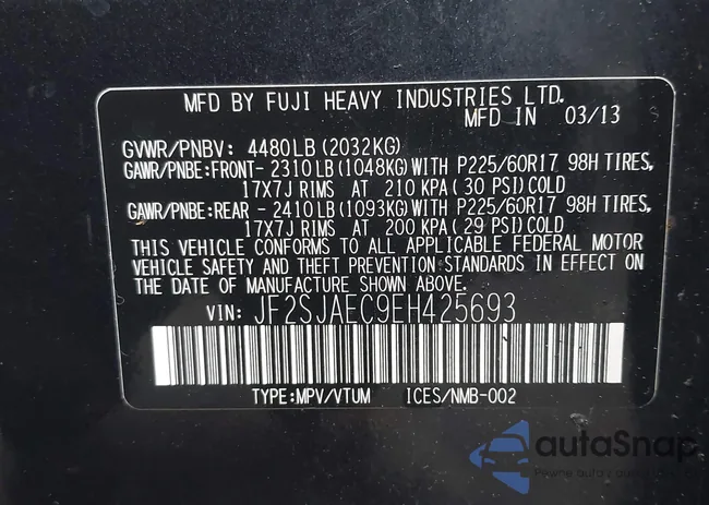 JF2SJAEC9EH425693: 43632004