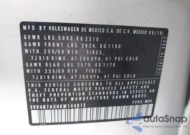 3VV4B7AX0KM144813: 43632120