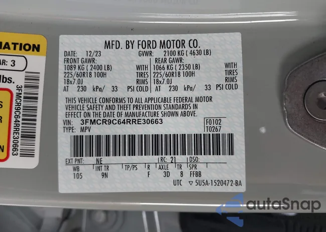 3FMCR9C64RRE30663: 43633514