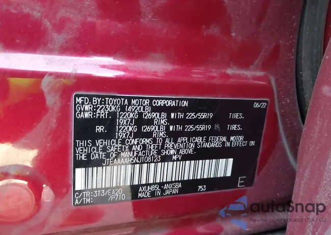 JTEAAAAH5NJ108123: 43633566