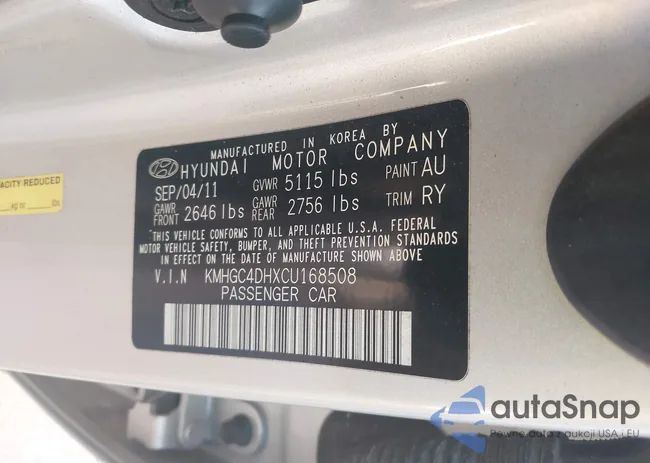 KMHGC4DHXCU168508: 43633798