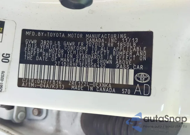 2T1BURHE1EC056432: 43633005