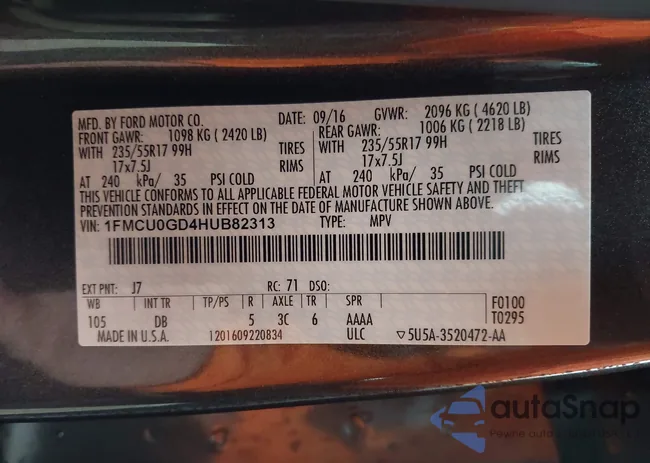 1FMCU0GD4HUB82313: 43633183