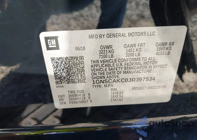 1GNSCAKC0JR397534: 43634280