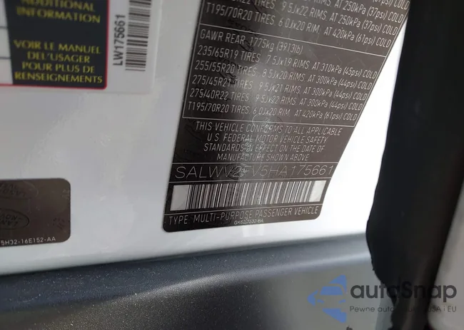 SALWV2FV5HA175661: 43634291