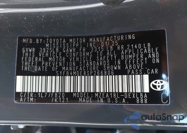 5YFB4MDE8SP266806: 43634775