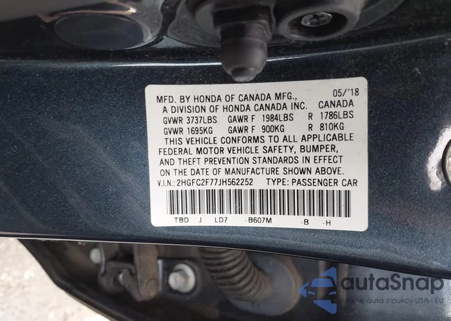 2HGFC2F77JH562252: 43634801