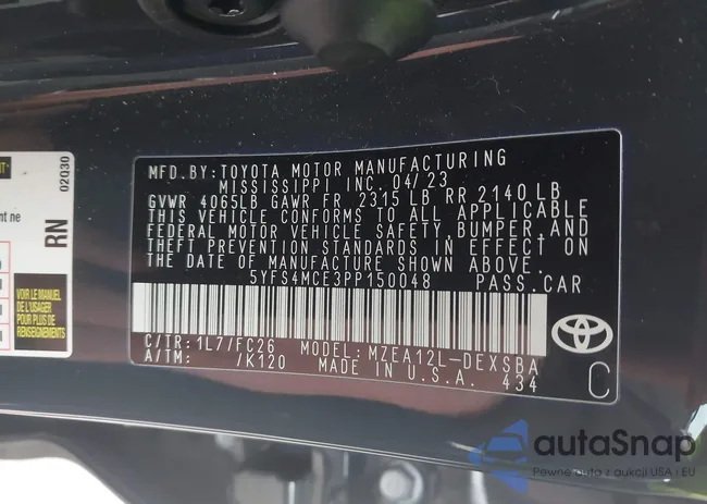 5YFS4MCE3PP150048: 43634806