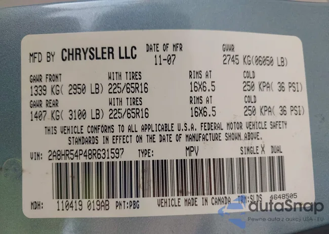 2A8HR54P48R631597: 43633963