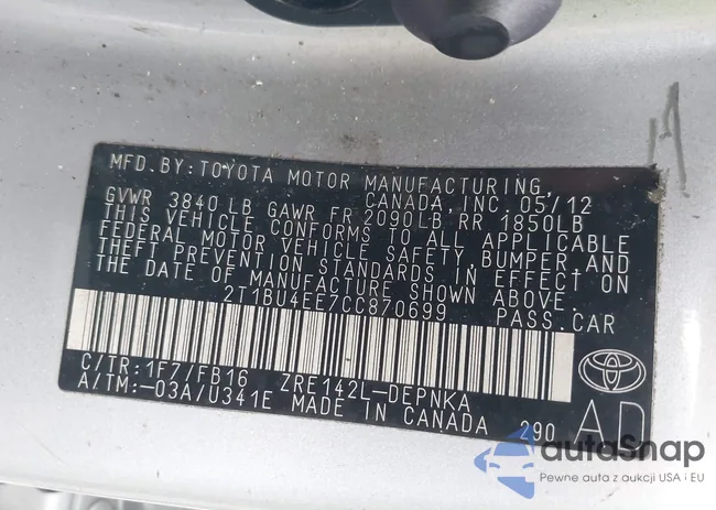 2T1BU4EE7CC870699: 43635647