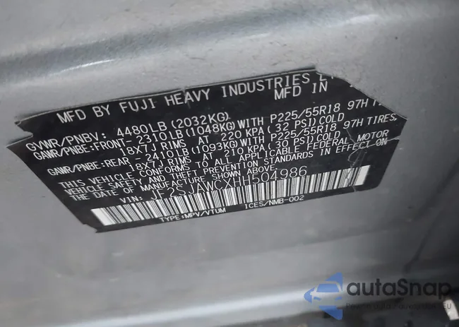 JF2SJAWCXHH504986: 43635667