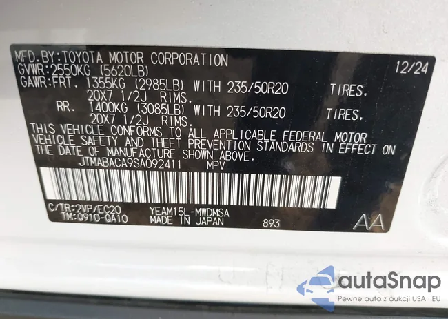 JTMABACA9SA092411: 43635698