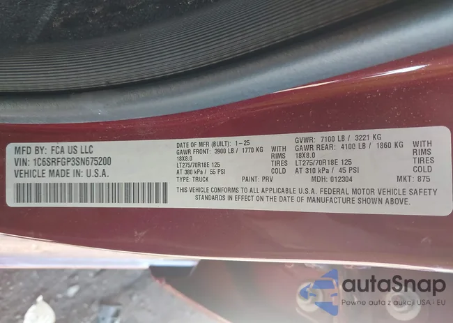 1C6SRFGP3SN675200: 43635761