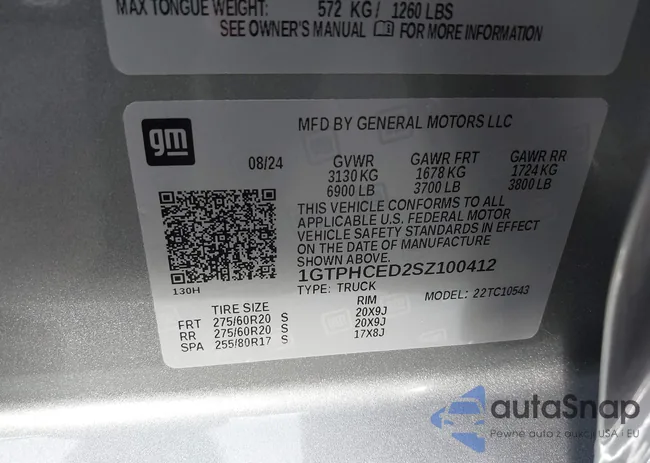 1GTPHCED2SZ100412: 43634900