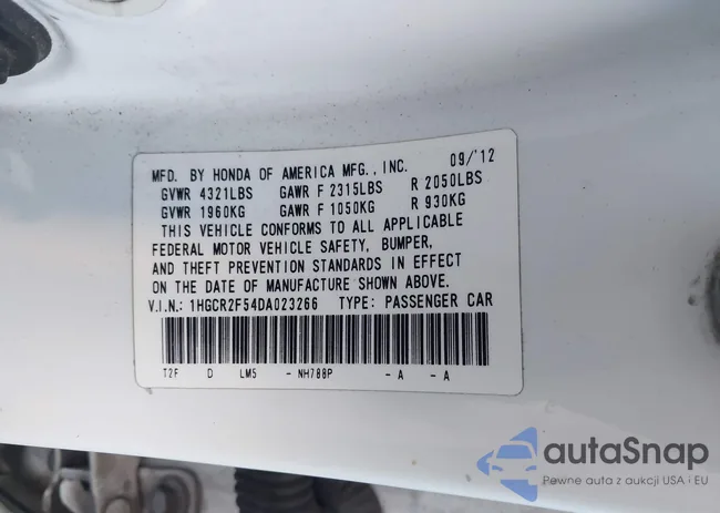 1HGCR2F54DA023266: 43634919