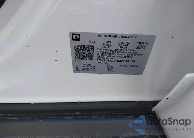 1GKKNXLSXMZ236130: 43634934