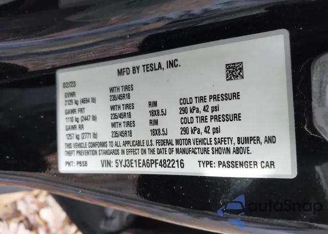 5YJ3E1EA6PF482216: 43634959