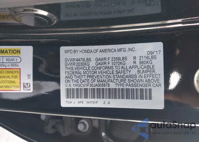 1HGCV1F30JA005878: 43635057