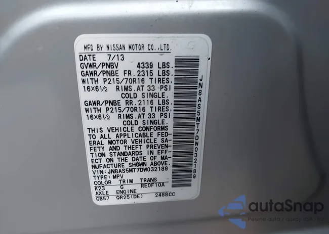 JN8AS5MT7DW032189: 43635187