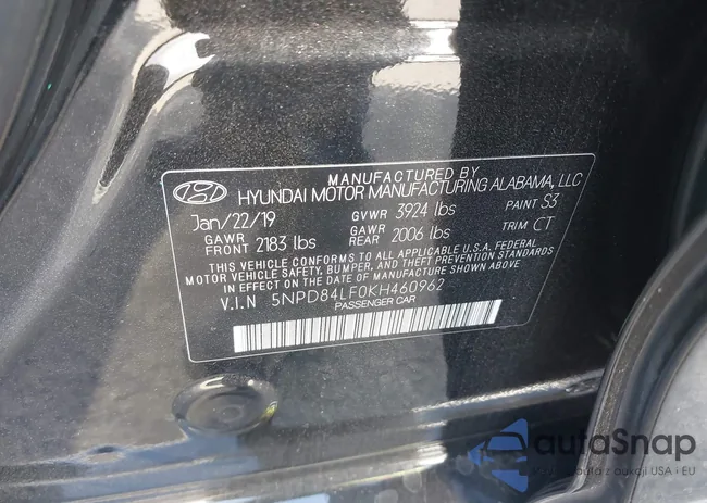 5NPD84LF0KH460962: 43635234