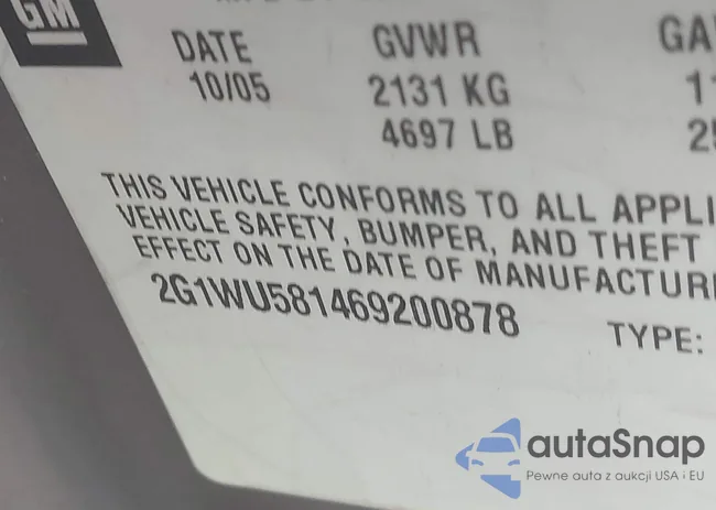 2G1WU581469200878: 43636298