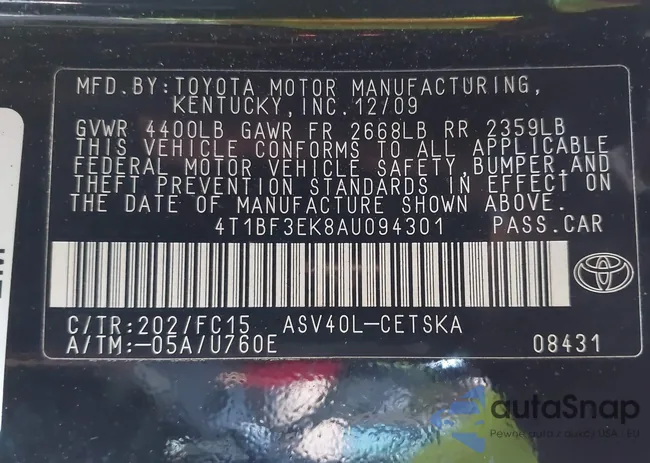 4T1BF3EK8AU094301: 43636383