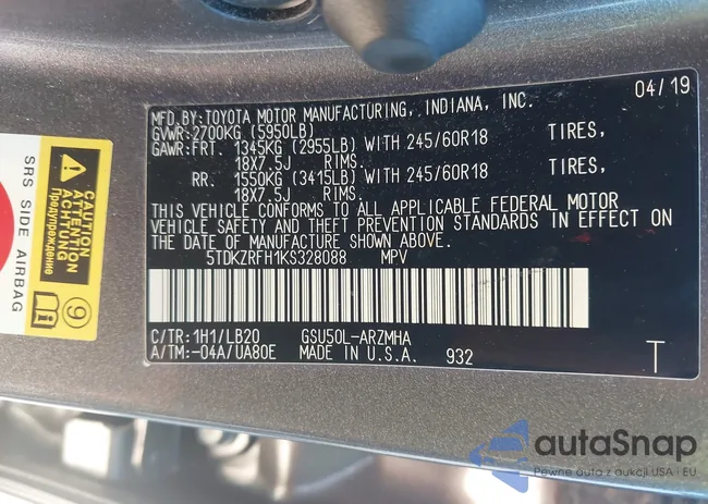 5TDKZRFH1KS328088: 43636488