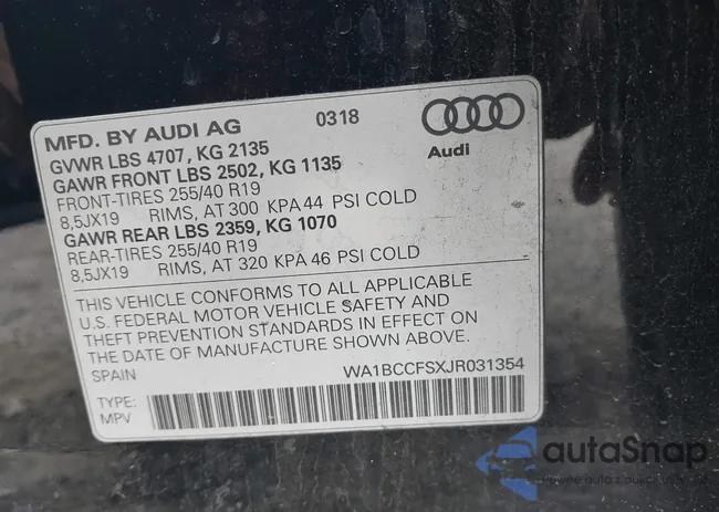 WA1BCCFSXJR031354: 43636502