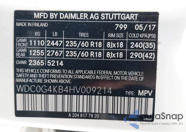 WDC0G4KB4HV009214: 43636559