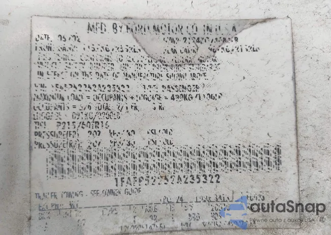 1FAFP52252A235322: 43637478