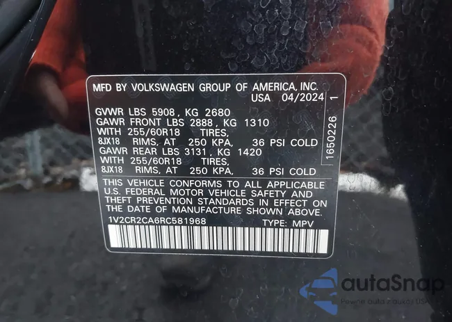 1V2CR2CA6RC581968: 43637694