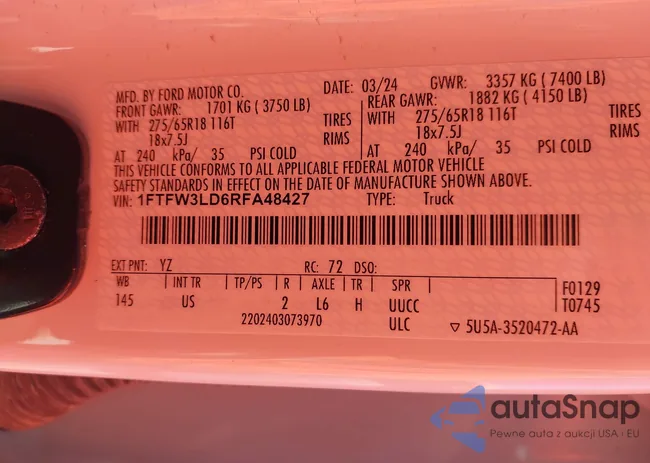 1FTFW3LD6RFA48427: 43637704