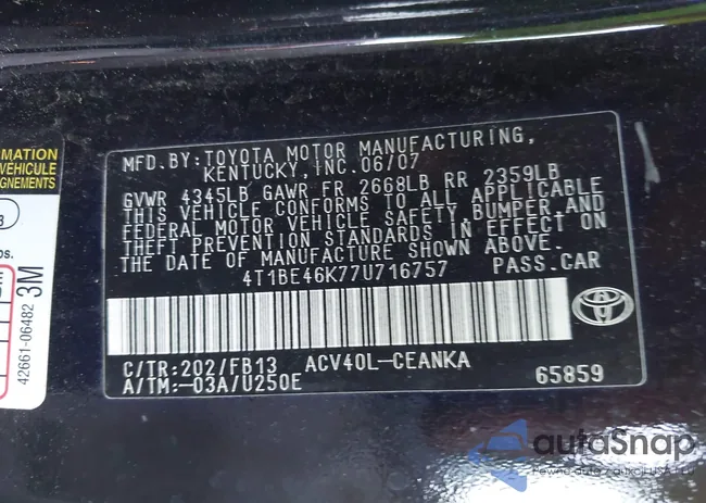 4T1BE46K77U716757: 43637745